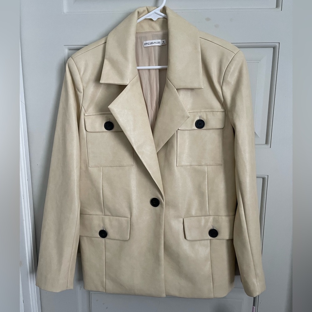 Faux leather blazer